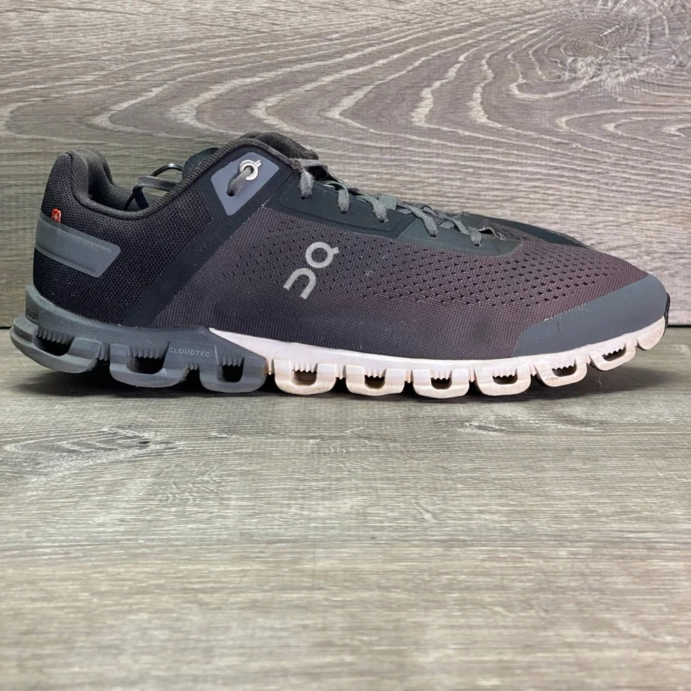 On Running Shoes‎ Cloudflow Men 11.5 Black Asphalt Grey Mesh Athletic Sneakers